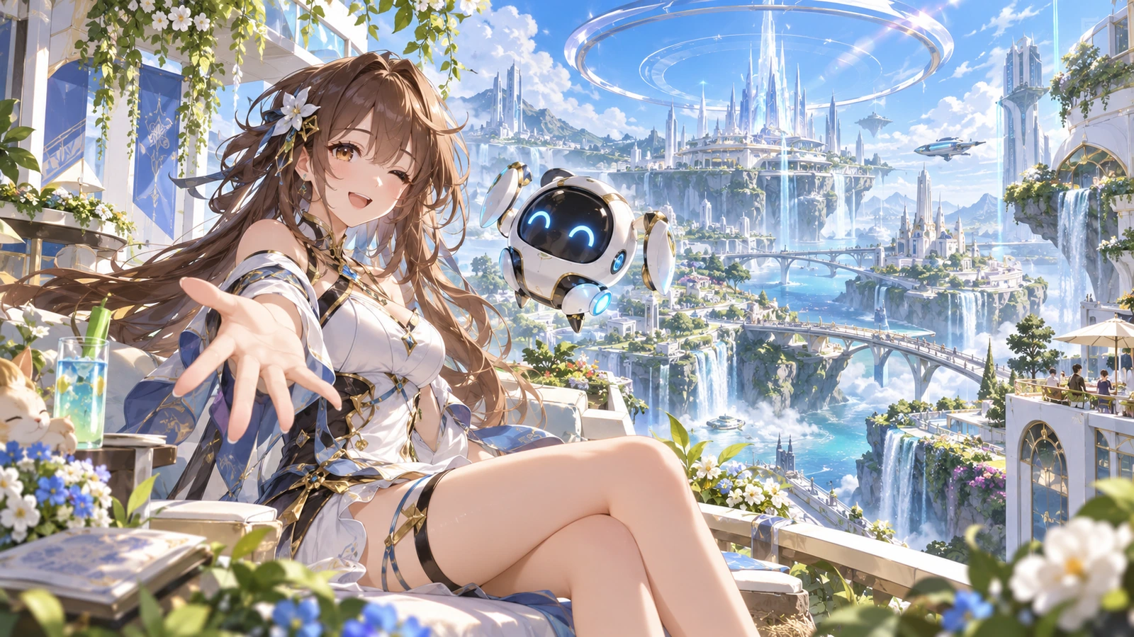 NTE traveler in a bright futuristic city