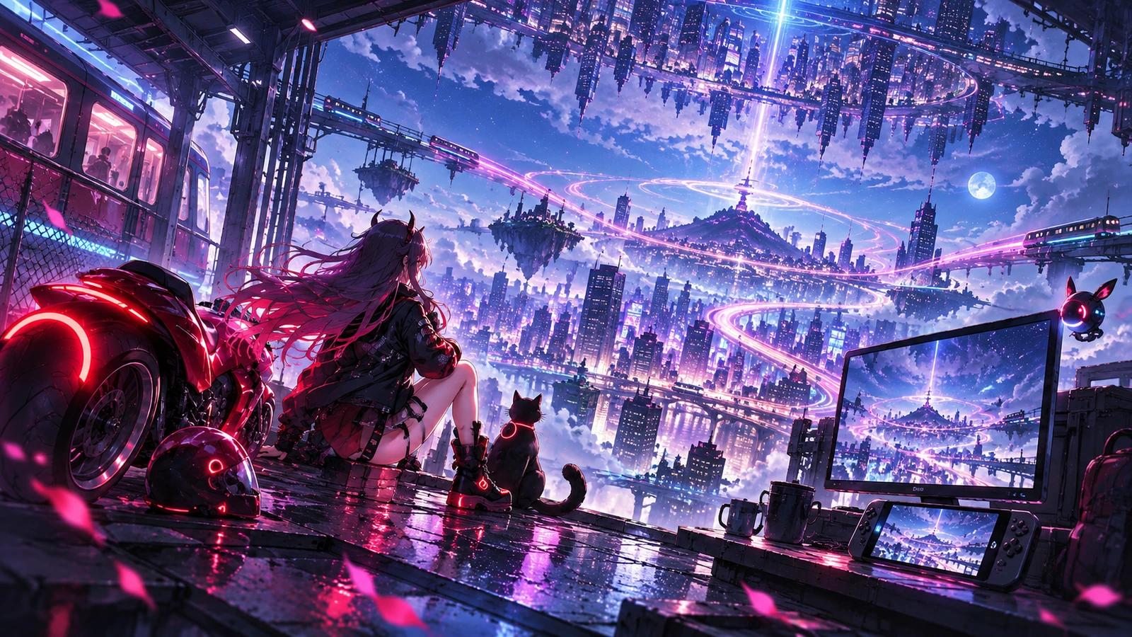 NTE traveler connecting city districts across a futuristic world