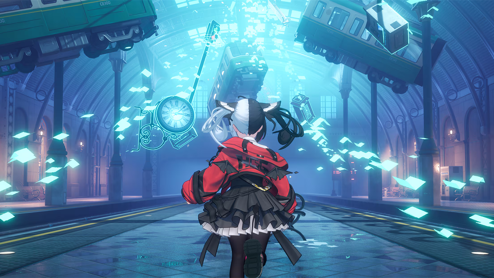 NTE character in a city transit scene for server and cross-save guidance