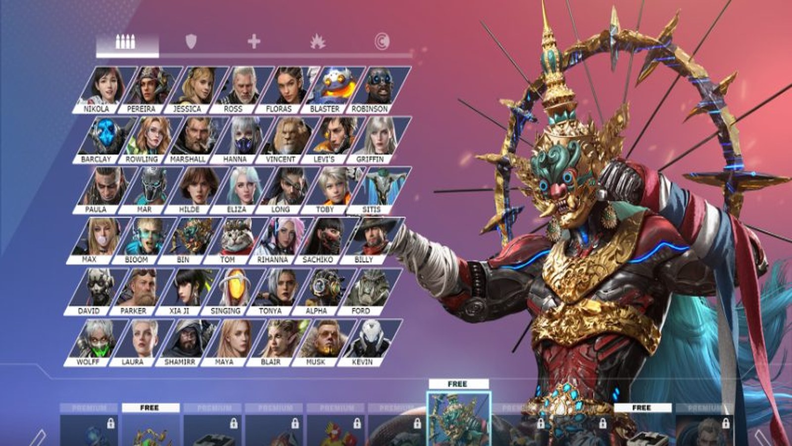 Project Entropy character selection roster
