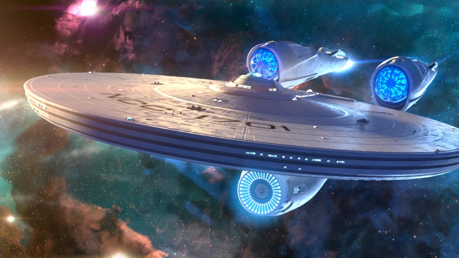 USS Enterprise NCC-1701 over a nebula
