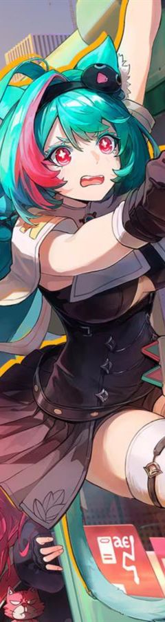 NTE turquoise-haired character in the city