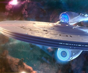 USS Enterprise NCC-1701 over a planet