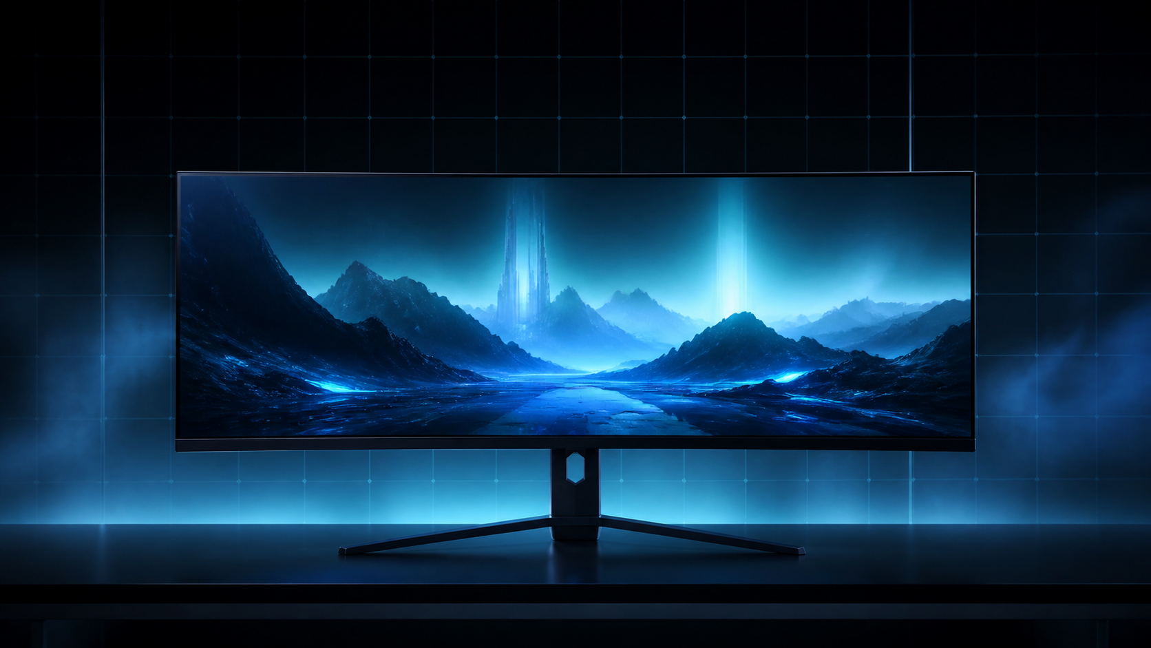 Brand-neutral gaming monitor in a dark desktop setting